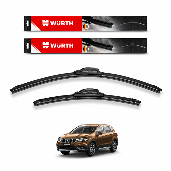 WÜRTH Soft Wiper Blade for Maruti Suzuki S-Cross | 24" + 16" Set | Flat Frameless | Streak-Free