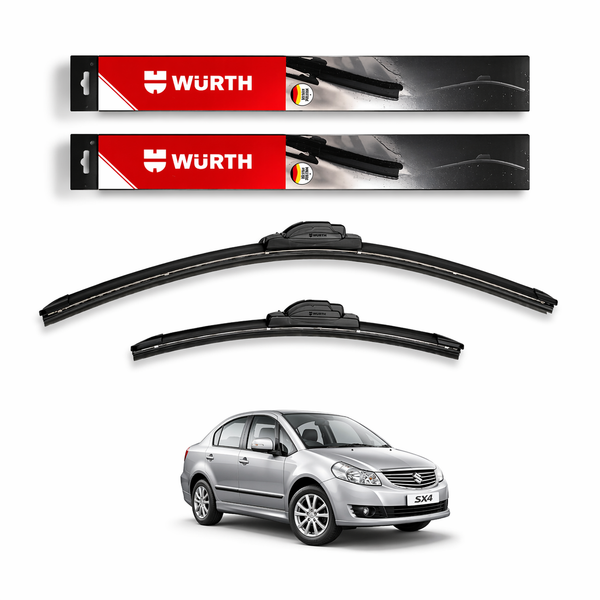 WÜRTH Soft Wiper Blade for Maruti Suzuki SX4 | 24" + 14" Set | Flat Frameless | Streak-Free