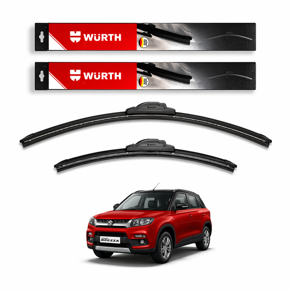 WÜRTH Soft Wiper Blade for Maruti Suzuki Vitara Brezza (Till 2019) | 24" + 16" Set | Flat Frameless | Streak-Free