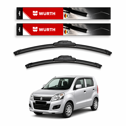WÜRTH Soft Wiper Blade for Maruti Suzuki Wagon R (Old) | 18" + 16" Set | Flat Frameless | Streak-Free