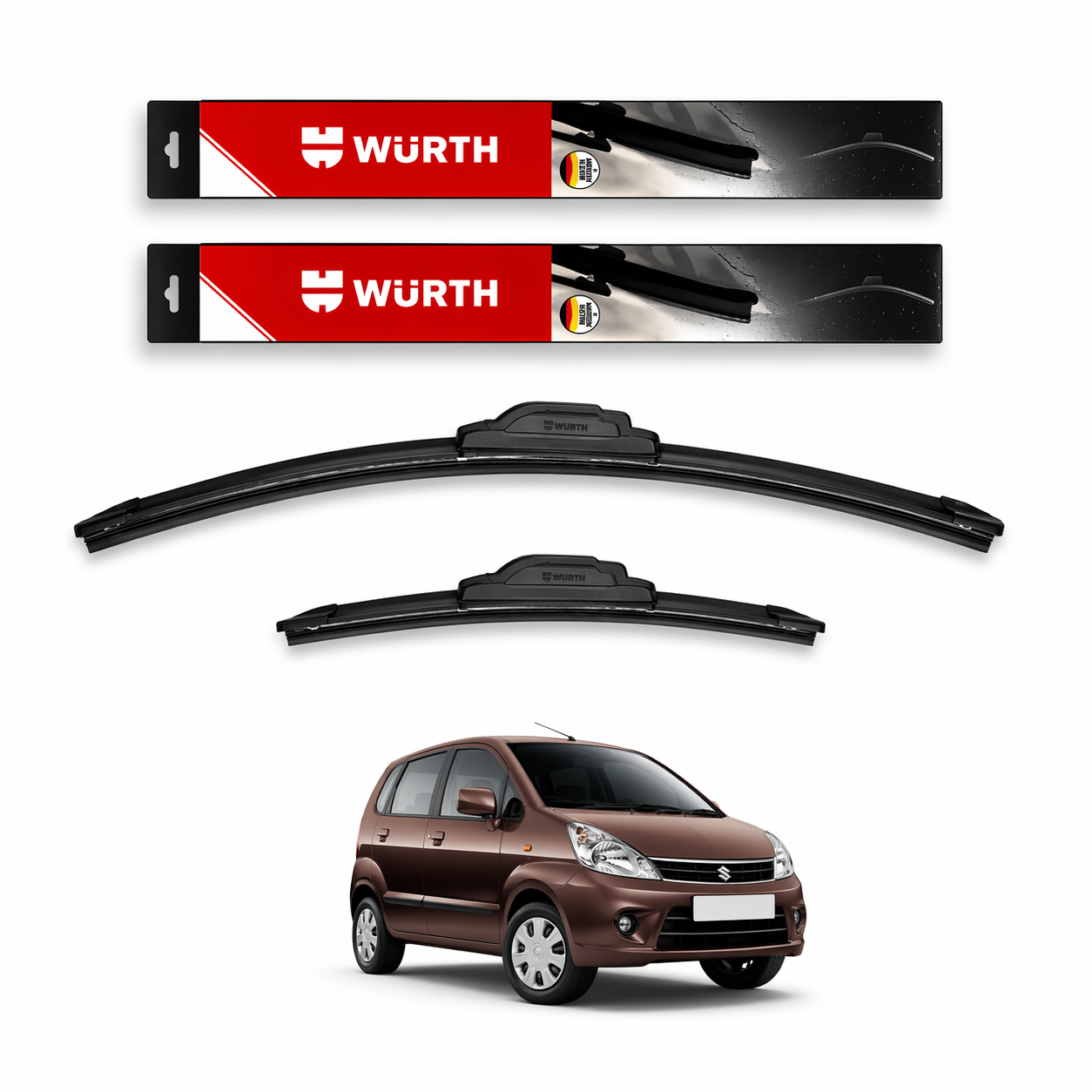 WÜRTH Soft Wiper Blade for Maruti Suzuki Zen Estilo | 21" + 12" Set | Flat Frameless | Streak-Free