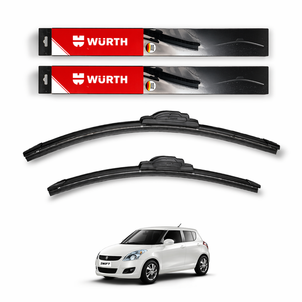 WÜRTH Soft Wiper Blade for Maruti Suzuki Swift (Old) | 21" + 19" Set | Flat Frameless | Streak-Free