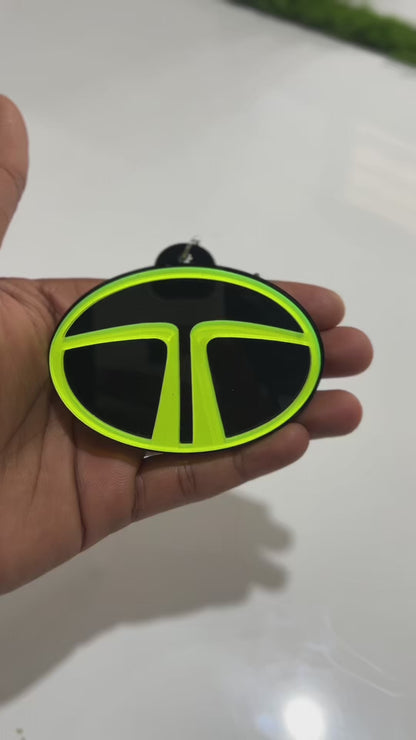 TATA Logo Car Mirror Hanging Pendant – Acrylic Hanging Accessory | Stylish Interior Decor