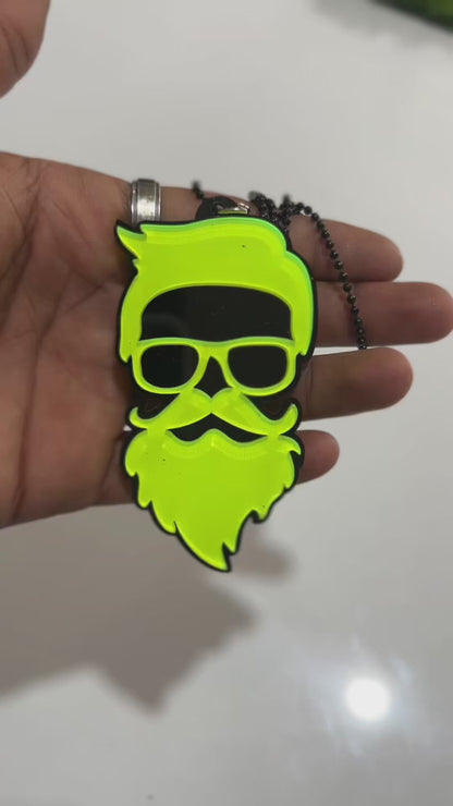 Beard Man Car Mirror Hanging Pendant – Acrylic Hanging Accessory | Stylish Interior Decor