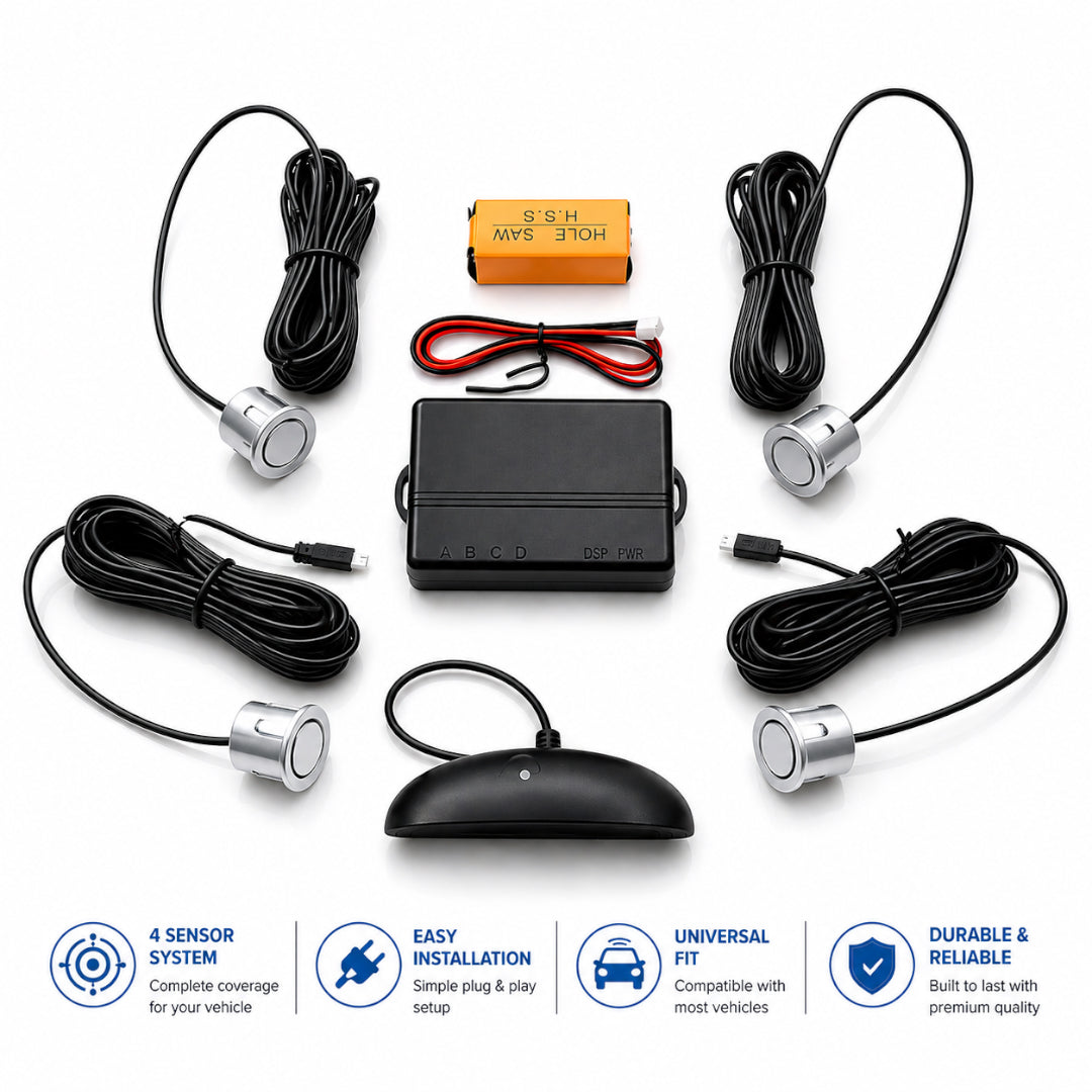 Car Parking Sensor System with 4 Ultrasonic Sensors – Silver