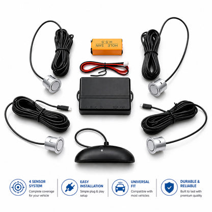 Car Parking Sensor System with 4 Ultrasonic Sensors – Silver