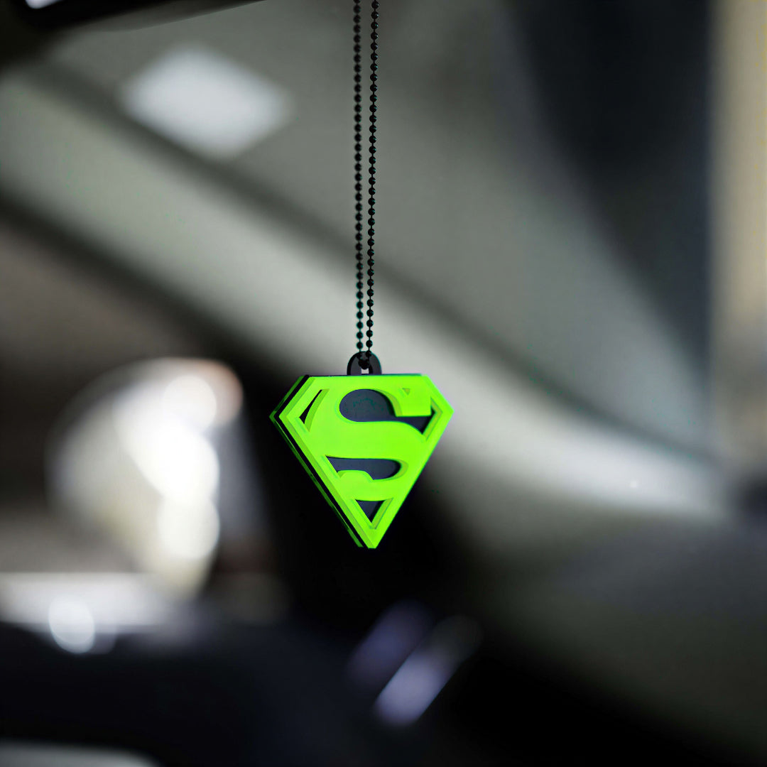 Superman Logo Car Mirror Hanging Pendant – Acrylic Hanging Accessory | Stylish Interior Decor