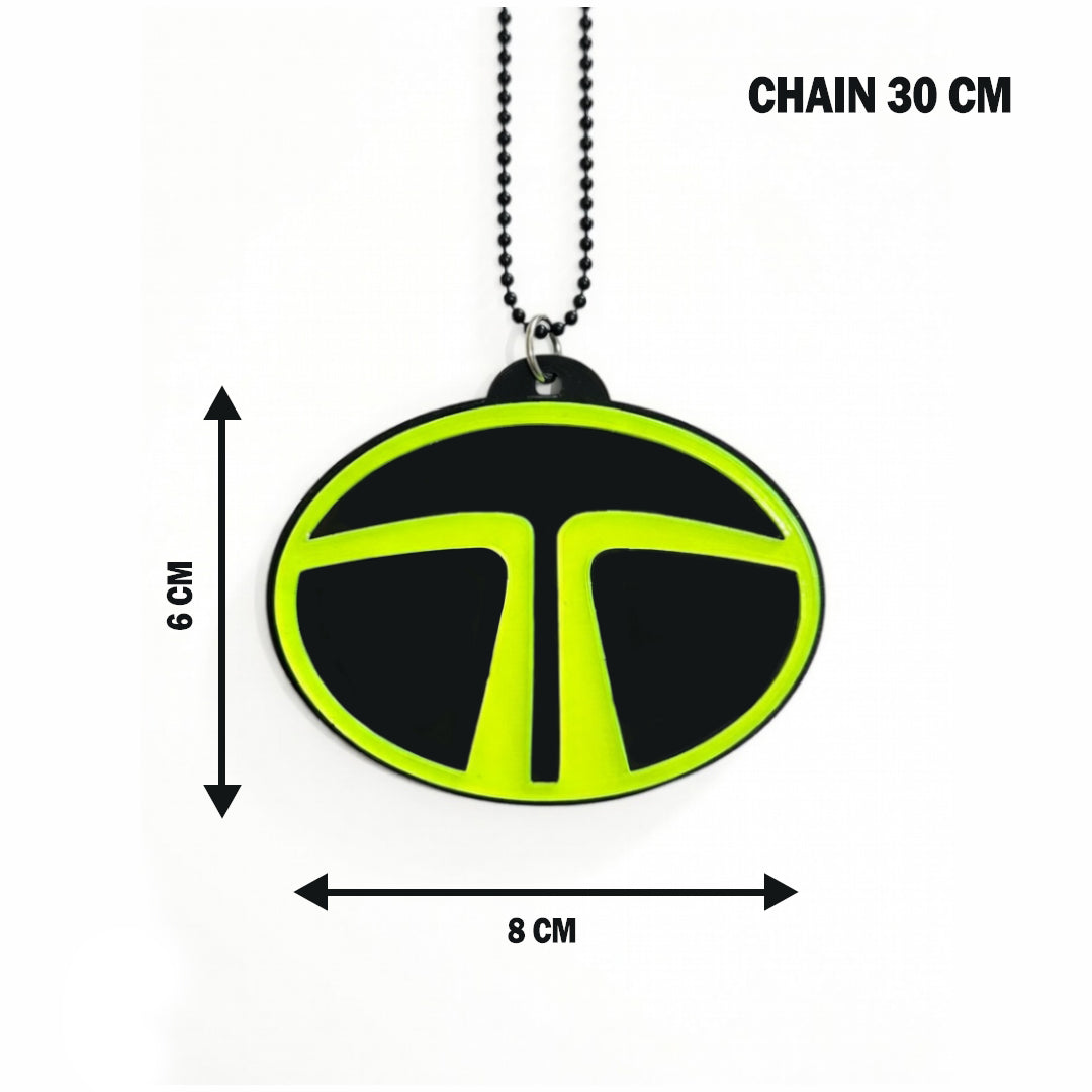TATA Logo Car Mirror Hanging Pendant – Acrylic Hanging Accessory | Stylish Interior Decor