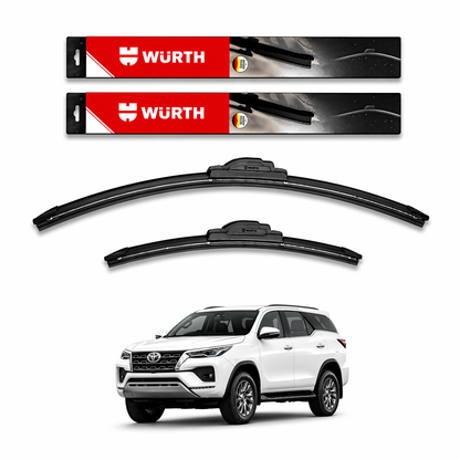 WÜRTH Soft Wiper Blade for Toyota Fortuner (New) | 22" + 19" Set | Flat Frameless | Streak-Free