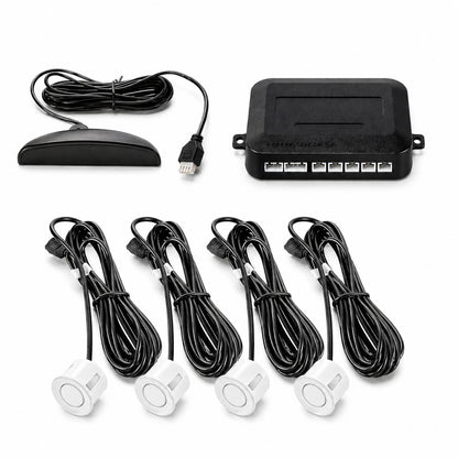 Car Parking Sensor System with 4 Ultrasonic Sensors – White
