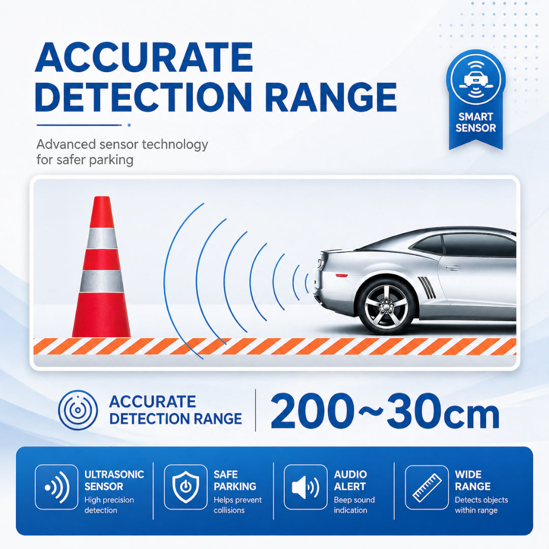 Car Parking Sensor System with 4 Ultrasonic Sensors – White