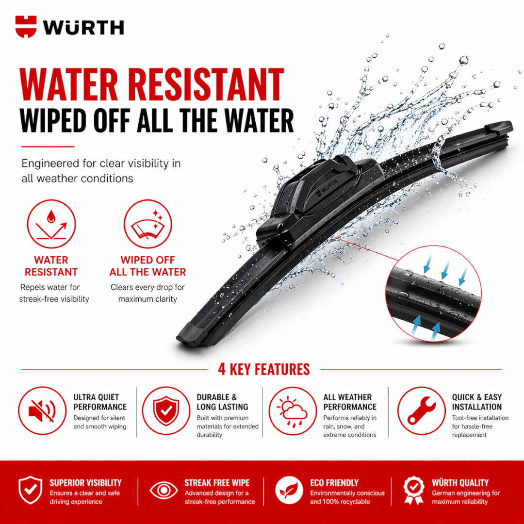 WÜRTH Soft Wiper Blade for Chevrolet Spark | 21" + 16" Set | Flat Frameless | Streak-Free